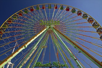 Jupiter Ferris wheel in the morning under a blue sky, Cranger Kirmes, Herne, Ruhr area, North