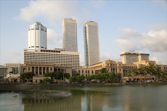 Twin towers of World Trade Centre and modern hotels, central business district, Colombo, Sri Lanka,