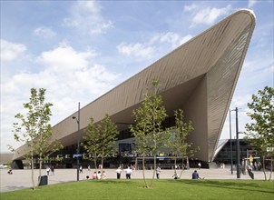 Modern architecture central railway station building, Centraal Station, Rotterdam, Netherlands