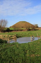 Silbury Hill neolithic site Wiltshire, England, UK is the largest manmade prehistoric structure in