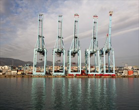 Large cranes APM Terminals container ship port at Algeciras, Cadiz Province, Spain, Europe