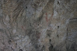 Tool chisel marks on rock walls medieval cave dwellings homes Ghar il-Kbir, Dingli, Malta, Europe