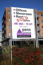 Sold sign for Penn estate agent commercial property at the Waterfront development around the Wet