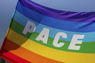 Peace flag with the inscription PACE