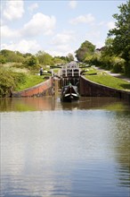 Caen Hill flight of locks on the Kennet and Avon canal Devizes, Wiltshire, England, United Kingdom,