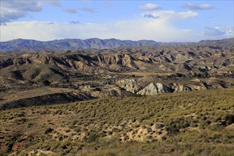 Limestone desert landscape, Paraje Natural de Karst en Yesos, Almeria, Spain, Europe