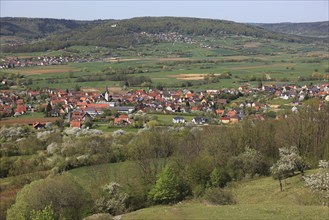 View from the Walberla rock to Ebermannstadt, district of Forchheim, Upper Franconia, Bavaria,