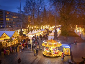 Christmas market on the main street in Dresden Neustadt, Dresden, Saxony, Germany, Europe