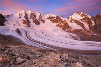 Swiss Alps, View from the Diavolezza, 2978 m, Dawn, Piz Palü, 3905 m, Bellavista, 3922 m, Piz