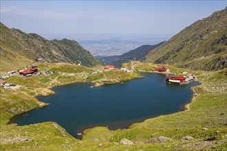 Romania: Lake Balea (Romanian: Balea Lac) from above. The lake is located at the summit of the