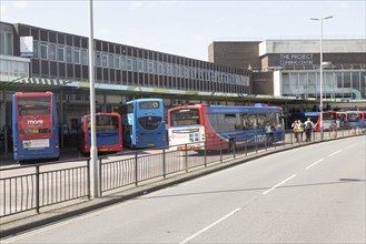 Bus station and The Project Climbing Centre, Poole, Dorset, England, UK