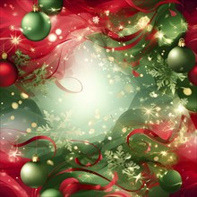 Abstract wallpaper illustration of Christmas symbols for gift cards, swirling shapes and lines, in