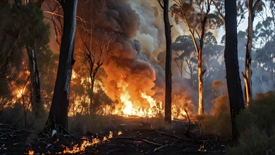 California forest fire out of control, AI generated