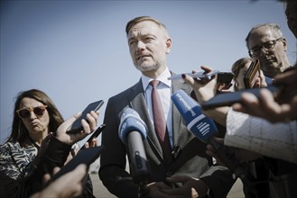 Christian Lindner (FDP), Federal Minister of Finance, photographed during a press statement in