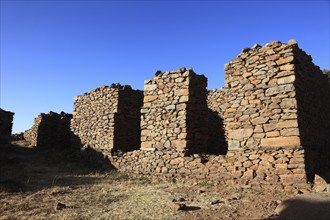 Ruins of the palace of the Queen of Sheba near Axum, Aksum, Dongur Palace, Ethiopia, Africa