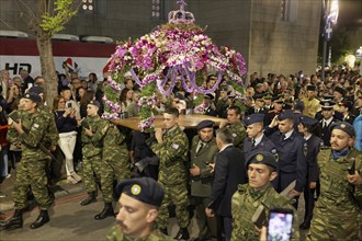 Greek Orthodox Good Friday procession, presbyters in liturgical vestments, Cathedral of the