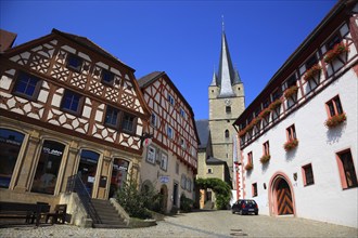 Upper market square and St Michael's Church in Zeil am Main, Hassberge district, Lower Franconia,