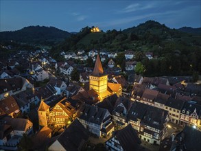 The old town of Gengenbach at the blue hour, with the Haigeracher Tor, town gate, and the