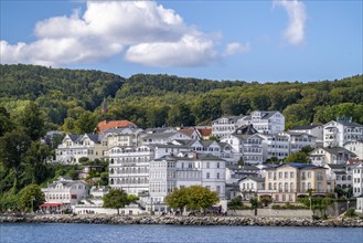 View of the old town of Sassnitz, harbour town on the Baltic Sea island of Rügen, spa architecture,