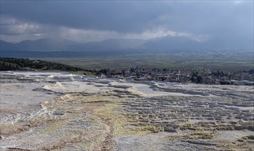 Sintered limestone terraces of Pamukkale, Pamukkale, Denizli province, Aegean region, Turkey, Asia