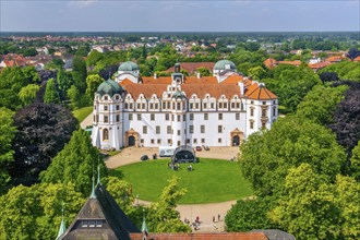 Castle park with castle. Celle, Lüneburg Heath, Lower Saxony, Germany, Europe