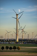 Wind farm near Bad Wünnenberg, Ostwestfalen Lippe, along the A44 motorway, North Rhine-Westphalia,