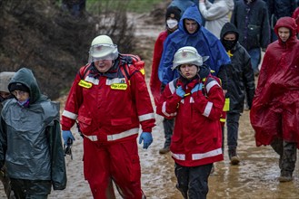 Many thousands of demonstrators march after a demonstration against the demolition of the lignite