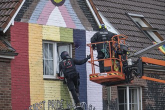 2nd day of the eviction of the Lützerath hamlet, occupied buildings of the former farm, by climate