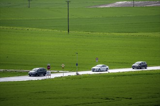 B519 country road near Flörsheim, Hesse, Germany, Europe