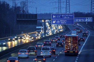 A57 motorway near Kaarst in the Rhine district of Neuss, view in the direction of the Büttgen