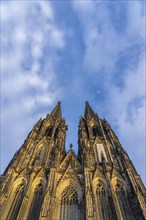 Cologne Cathedral, view of the west façade, on the north tower one of the rare occasions almost