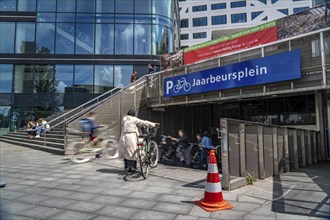 Entrance and exit of the bicycle car park at Utrecht Centraal station, Jaarbeursplein, Utrecht,