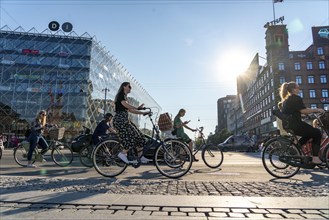 Cyclists on cycle paths, Radhuspladsen, City Hall Square, H.C. Andersen's Boulevard, in the city