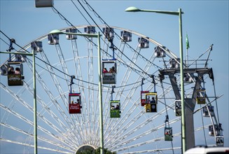 Rhine cable car, cabin above the Rhine, Ferris wheel at the zoo, Cologne, North Rhine-Westphalia,