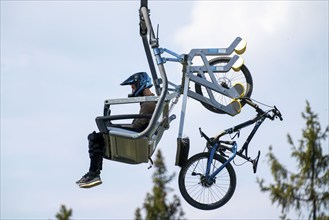 Bike lift in the Bikepark Winterberg, on the Kappe mountain, 11 mountain bike downhill routes, in