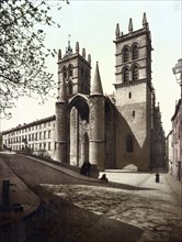 Montpellier. Cathedrale et Faculte de Medecine, France, c. 1890, Historic, digitally restored