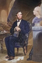 Abraham Lincoln 1809-65, 16th President of the United States 1861-65, After a painting by Alonzo