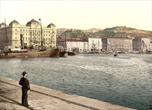 Fiume, today Rijeka, harbour, Croatia, Austro-Hungary, digitally restored reproduction from a 19th