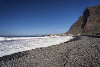 The beach in the district of La Playa, Valle Gran Rey, La Gomera, Canary Islands, Spain, Europe