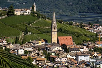 The village of Tramin on the wine route, in South Tyrol, wine-growing region of Gewürztraminer,