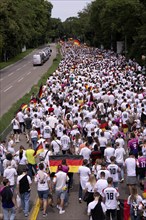 Fan march, from behind, German football fans march to the quarter-final Spain versus Germany, UEFA