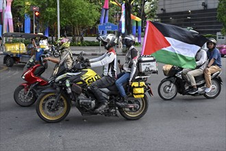 Motorcyclist with Palestine flag