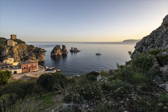 Tonnara di Scopello, historic tuna fishing site in the picturesque rocky bay of Scopello, Sicily,