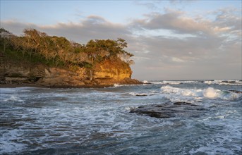 Cliffs and sea at sunset, Playa Cocalito, coastal landscape, Pacific coast, Nicoya Peninsula,