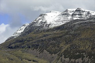 The mountain Slioch covered in snow in spring, Wester Ross, Highlands, Scotland, UK