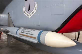 Pueblo, Colorado - An AIM-7 Sparrow air-to-air missile under the slogan 'Prepared to Prevail' on an