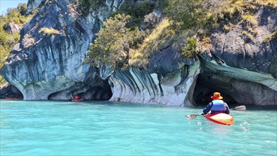 Capillas de Marmol in Lago General Carrera in Patagonia on the Carretera austral, Patagonia, Chile,