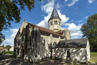 Biozat. Saint-Symphorien Romanesque Church on the road of painted churches in Bourbonnais. Allier.