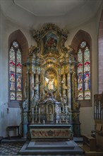 High altar of the pilgrimage church of St Martin, Riegel am Kaiserstuhl, Baden-Württemberg,