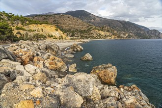 Rocks on the beach of Sougia in the south of Crete, Greece, Europe